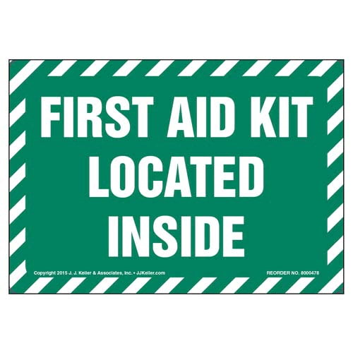 First Aid Kit Located Inside Decal