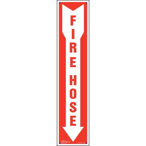 Fire Hose Sign with Down Arrow, Vertical