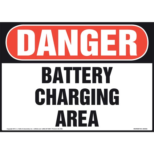 Danger, Battery Charging Area Sign