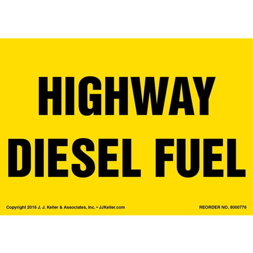 Highway Diesel Fuel Label, Yellow