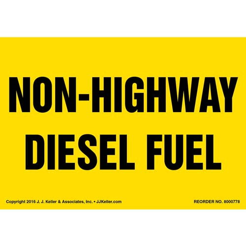 Non Highway Diesel Fuel Label, Yellow