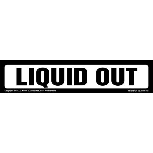 Liquid Out Label, White, Long Format