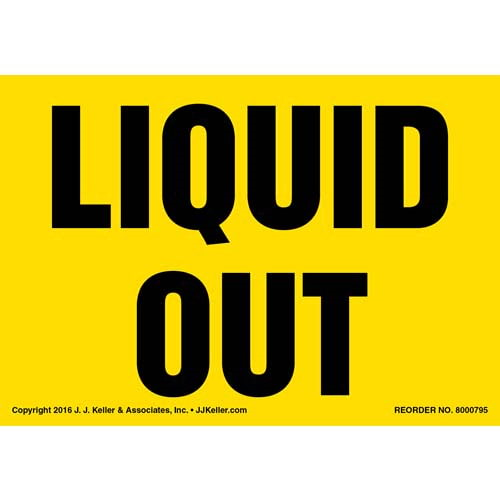 Liquid Out Label, Yellow