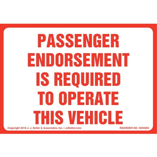 Passenger Endorsement Is Required To Operate This Vehicle Decal