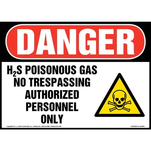 Danger, H2S Poisonous Gases Sign with Icon