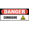 Danger, Corrosive Sign with Icon, Long Format
