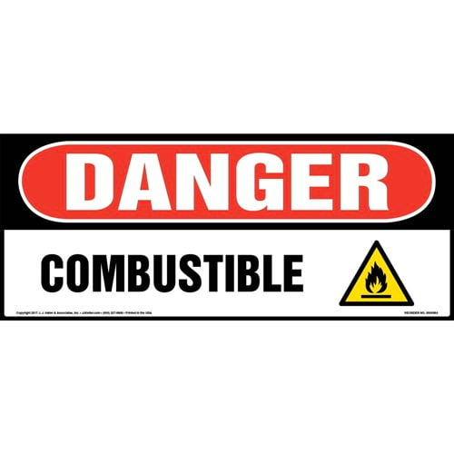 Danger, Combustible Sign with Icon