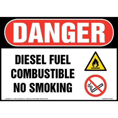 Danger, Diesel Fuel Combustible No Smoking Sign