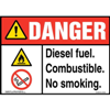 Danger, Diesel Fuel Combustible No Smoking Sign