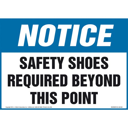Notice, Safety Shoes Required Beyond This Point Sign