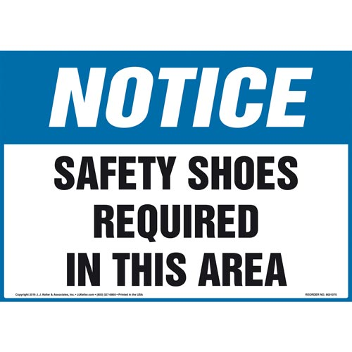 Notice, Safety Shoes Required In This Area Sign
