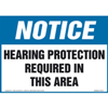 Notice, Hearing Protection Required In This Area Sign