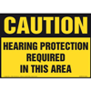 Caution, Hearing Protection Required In This Area Sign
