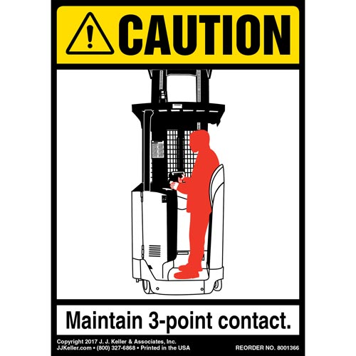 Caution, 3 Point Contact Label, Forklift Standing