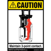 Caution, 3 Point Contact Label, Forklift Standing