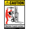 Caution, 3 Point Contact Label, Forklift Seated