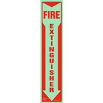 Fire Extinguisher Sign, Down Arrow, Vertical, Glow In The Dark