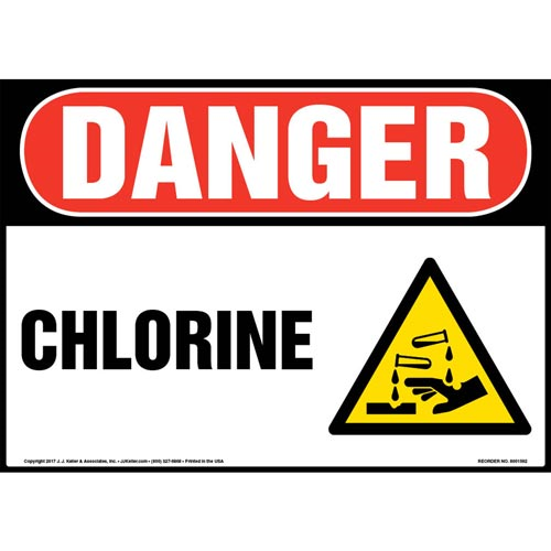 Danger, Chlorine Sign with GHS Corrosion Icon
