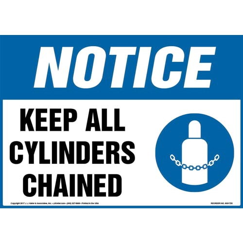 Notice, Keep All Cylinders Chained Sign with Icon