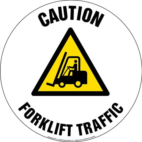 Caution, Forklift Traffic Floor Sign with Icon