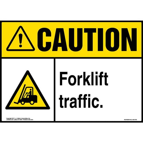 Caution, Forklift Traf Sign with Icon