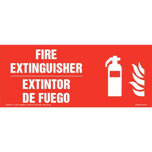 Fire Extinguisher, Bilingual Sign with Icon