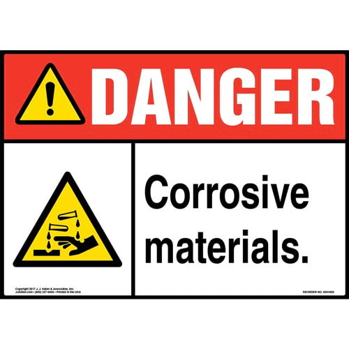 Danger, Corrosive Materials Sign with Icon