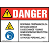 Danger, Respirable Crystalline Silica Sign with Hazard & Respirator Icons