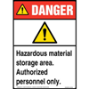 Danger, Hazardous Material Storage Area, Authorized Personnel Only Sign with Icon