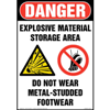 Danger, Explosive Material Storage Area Floor Sign with Icons