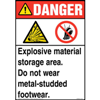Danger, Explosive Material Storage Area Floor Sign with Icons