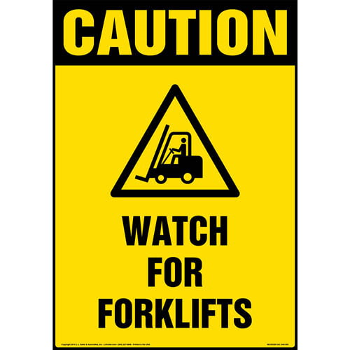 Caution Watch For Forklift Floor Sign with Icon