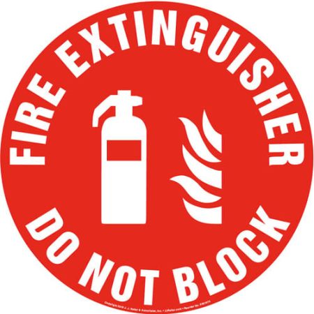 Fire Extinguisher, Do Not Block Floor Sign with Icon