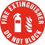 Fire Extinguisher, Do Not Block Floor Sign with Icon