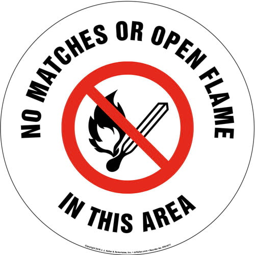 No Match or Open Flame In This Area Floor Sign with Icon