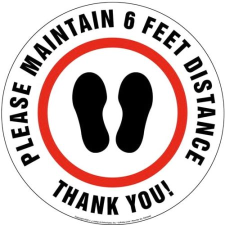 Please Maintain 6 Feet Distance Thank You Floor Sign
