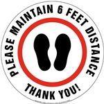 Please Maintain 6 Feet Distance Thank You Floor Sign