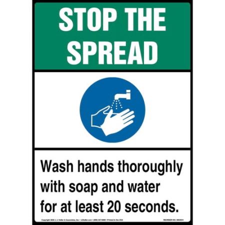 Stop the Spread Hand Washing Reminder Sign
