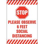 Stop, Please Observe 6 Feet Social Distancing Floor Sign