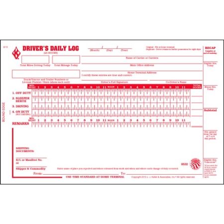 Drivers Daily LogBook w 2 Ply, Simplified Recap