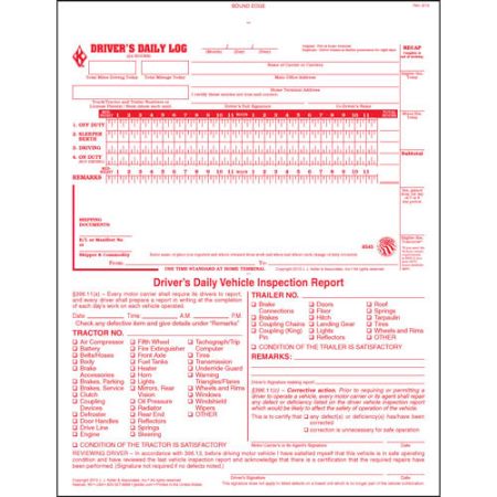 2 In 1 Driver's Daily Log Form, DVIR, 2-Part, Carbonless, Recap