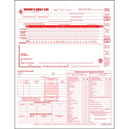 5 in 1 Drivers Daily Log Form, 2 Ply Carbonless