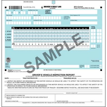 Scannable 2 In 1 Driver's Daily Log, 2-Ply, Carbonless