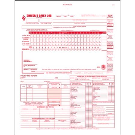 5 in 1 Drivers Daily Log Form, 3 Part, Carbonless