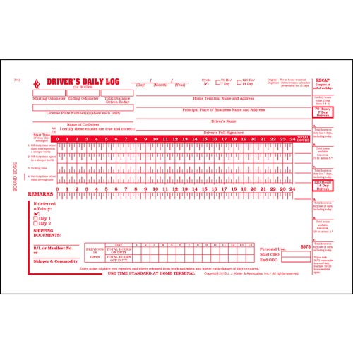 Canadian Drivers Daily Log Book, 2 Ply, Carbon, Detailed DVIR, Recap
