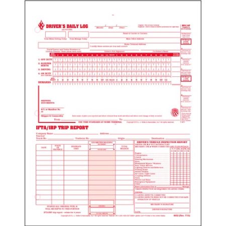 3 In 1 Driver's Daily Log, 2-Ply, Carbonless, Loose-Leaf