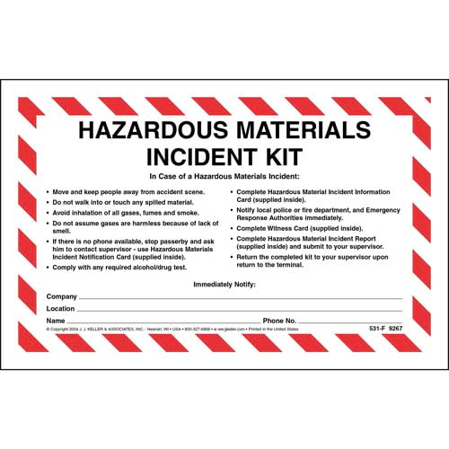 Hazardous Materials Incident Kit in Envelope, No Camera
