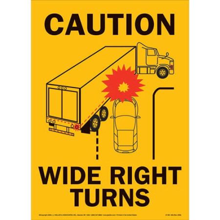 Caution, Wide Turns, Vinyl Decal