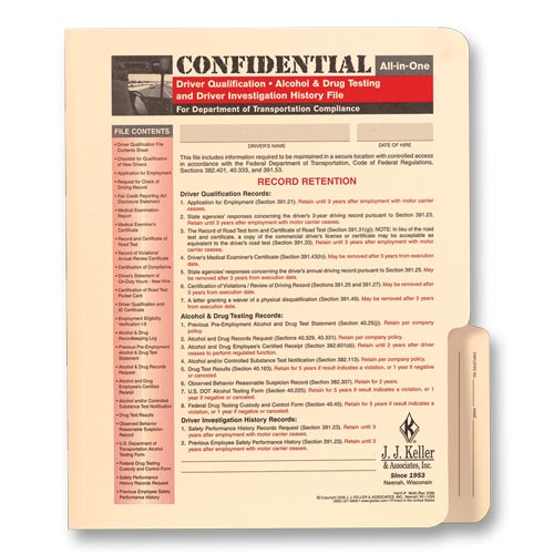 Confidential All In One Driver Qualification File Folder For Snap Out Forms