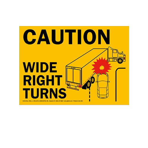 Caution - Wide Turns, Vinyl Decal